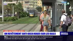Nice: un nouveau revêtement anti-deux-roues sur les rails du tram