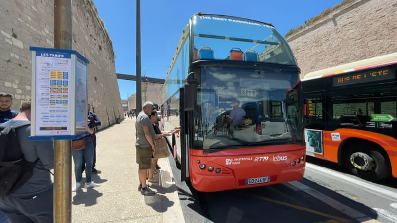 Un bus à impériale déployé à Marseille sur le réseau de la RTM en juin 2024. 