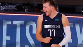 Luka Doncic après son panier de la gagne au buzzer lors du match 4 du premier tour des playoffs entre ses Dallas Mavericks et les Los Angeles Clippers en août 2020