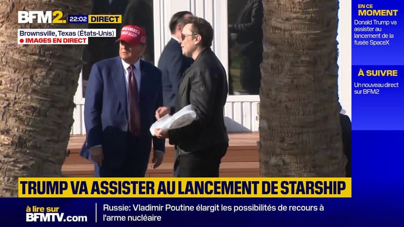 Donald Trump aux côtés d'Elon Musk, le patron de SpaceX, pour assister au lancement de Starship