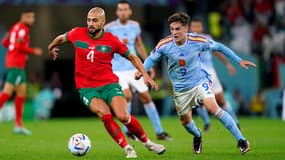 Sofyan Amrabat et Gavi, à Al-Rayyan le 6 décembre 2022