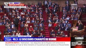 Retraites: Élisabeth Borne dénonce "le mutisme" des députés du Rassemblement National