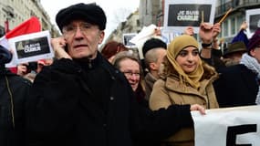 Le dessinateur belge Philippe Geluck lors de la marche en faveur de la liberté d'expression, à Paris.