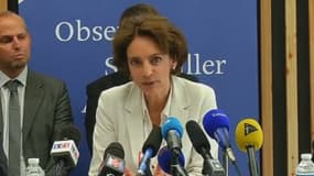 La ministre de la Santé Marisol Touraine lors de la conférence de presse au siège de l'Institut de veille sanitaire la