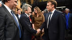 Jean-Louis Borloo (g) et Emmanuel Macron (d), le 14 novembre 2017 à Tourcoing.