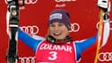 En rouge sur un podium, Tessa Worley peut laisser éclater sa joie