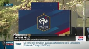 "Aujourd'hui ce sera la première conférence de presse de Didier Deschamps sur le sol russe, à 14h45"