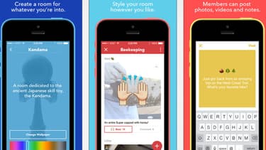 L'interface de l'appli mobile Rooms, de Facebook.