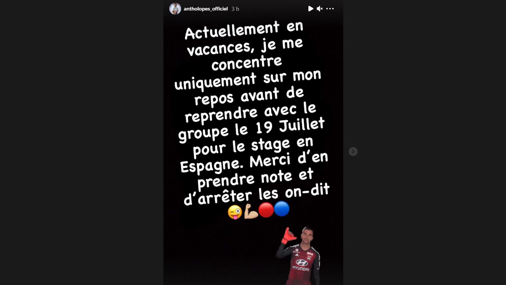 Anthony Lopes sur Instagram, le 9 juillet 2021