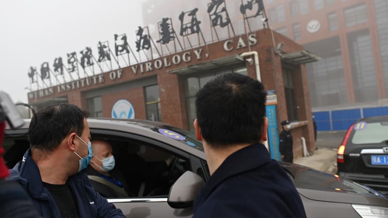 Des membres de l'équipe de l'Organisation mondiale de la santé (OMS) enquêtant sur les origines du coronavirus COVID-19 arrivent en voiture à l'Institut de virologie de Wuhan, dans la province centrale du Hubei, en Chine, le 3 février 2021.