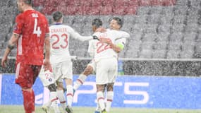 La joie de Marquinhos lors de la victoire du PSG sur le terrain du Bayern Munich (2-3) en quart de finale aller de la Ligue des champions, le 7 avril 2021