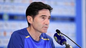Marcelino en conférence de presse, à Marseille le 12 août 2023
