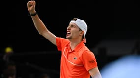 Ugo Humbert lors du Rolex Paris Masters, à l'Accor Arena de Paris Bercy le 2 novembre 2024