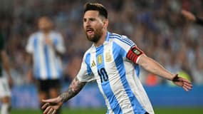 Lionel Messi célèbre son triplé inscrit lors du match Argentine-Bolivie (6-0, qualifs Mondial 2026), le 15 octobre 2024