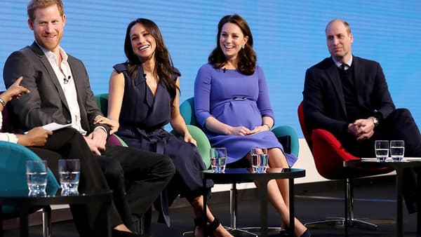 Le prince Harry, Meghan Markle, Kate Middleton et le prince William, le 28 février 2018