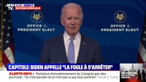 Capitole envahi: pour Joe Biden, "c'est quasiment de la sédition et cela doit s'arrêter maintenant"