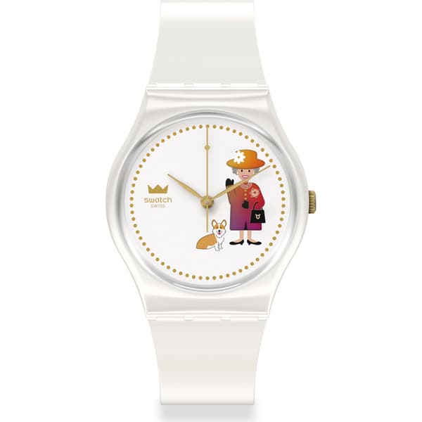 Swatch watch with the image of the queen