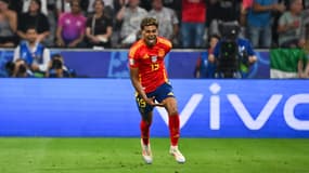Lamine Yamal célèbre son but lors de France-Espagne (1-2, Euro), le 9 juillet 2024