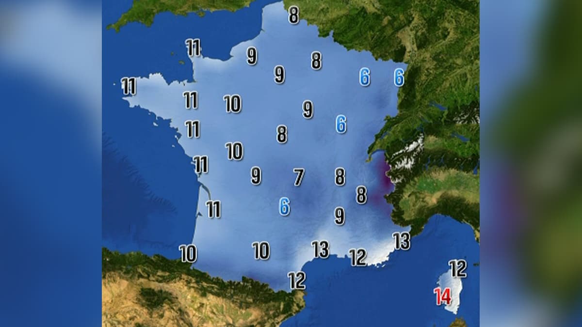 Les températures prévues l'après-midi, le samedi 20 mars 2021.