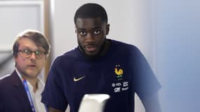 Dayot Upamecano, ici en conférence de presse le 12 juin 2024, a esquivé les questions portant sur l'actualité politique
