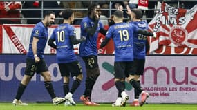Les joueurs de Nice après l'ouverture du score de Guessand, 11 janvier 2025