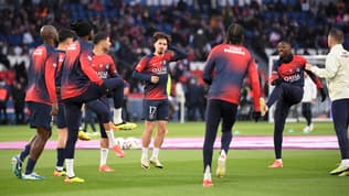 Les joueurs du PSG avant le match face au Havre, le 27 avril 2024