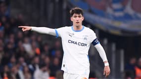 Le défenseur de l'OM Leonardo Balerdi face à Lens le 8 mars 2025