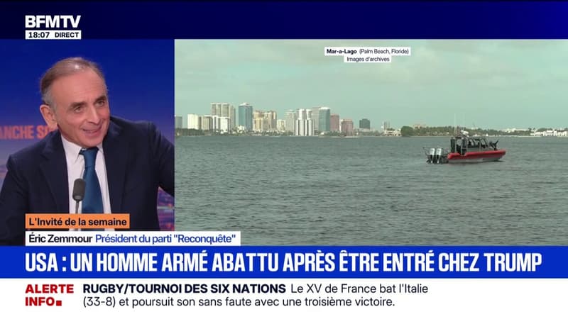 Homme abattu chez Donald Trump: "La police américaine a fait son travail", déclare Éric Zemmour (Reconquête !)