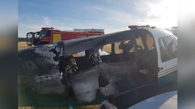 Photo de l'appareil accidenté à l'aéroport de Bâle-Mulhouse en juillet 2020 issue du dossier d'enquête du BEA