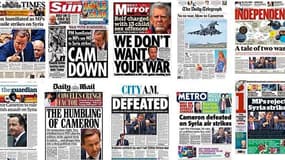 La presse Britannique s'en prend de façon virulente à l'échec parlementaire du Premier ministre conservateur.
