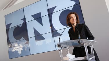 Audrey Azoulay sur le stand du CNC lors du festival de Cannes