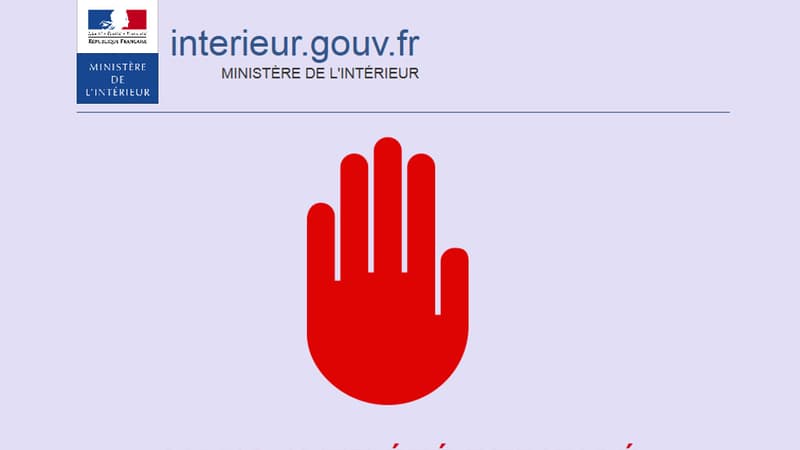 La page utilisée par le ministère de l'Intérieur pour bloquer les sites proposant des contenus pédopornographiques ou incitant au terrorisme.