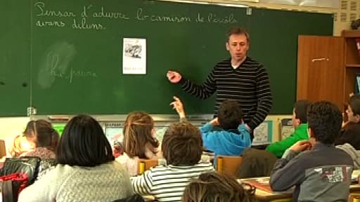 Une classe bilingue franco-provençal, une langue occitane, à Orange (Vaucluse) mardi.