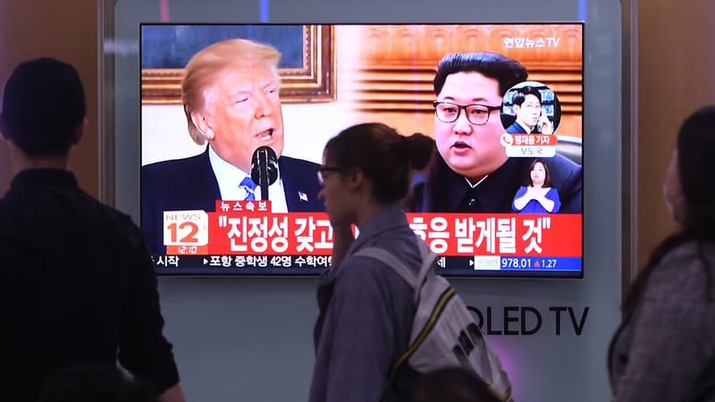 Un montage sur un écran de télévision à Séoul, en Corée du Sud, le 16 mai.