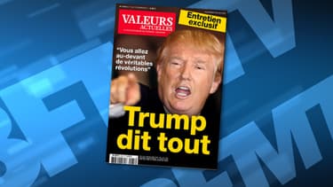 Donald Trump, en Une de Valeurs Actuelles.