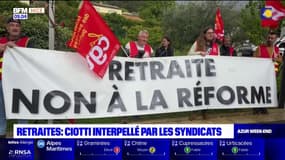 Alpes-Maritimes: Éric Ciotti interpellé par la CGT à Levens sur la réforme des retraites