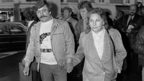 Bernard Laroche et son épouse Marie-Ange Laroche arrivent au Palais de Justice d'Epinal, le 25 mars 1985