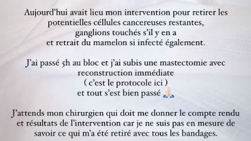 Une story Instagram de Caroline Receveur, publiée le 13 novembre 2023