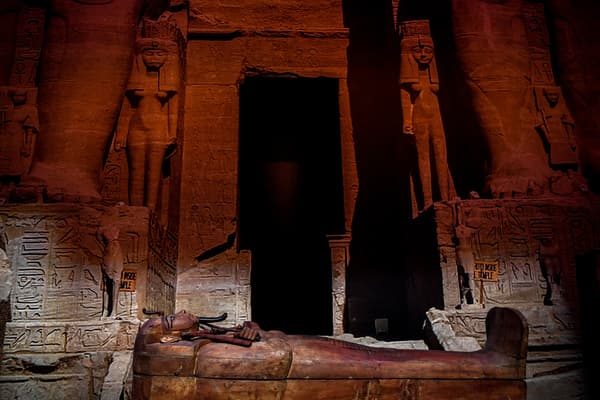 The installation of the Ramses exhibition at La Villette on April 3, 2023.