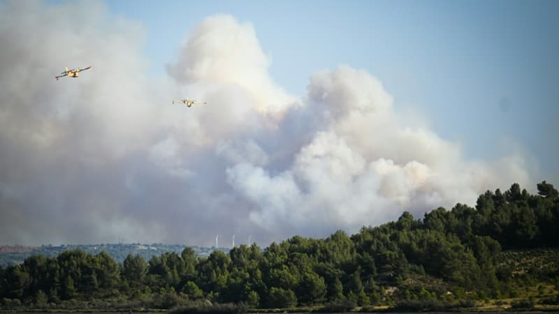 Incendie dans l'Aude: le feu toujours pas fixé mais désormais 