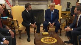 Donald Trump et Emmanuel Macron ce lundi 24 février à Washingotn.