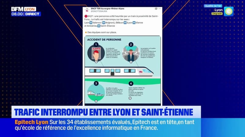 Une personne percutée par un train à Saint-Fons, le trafic interrompu entre Lyon et Saint-Etienne