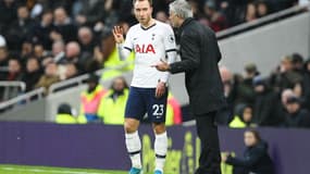 Christian Eriksen et José Mourinho.