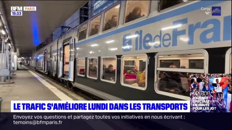 Le trafic s'améliore lundi dans les transports en commun franciliens