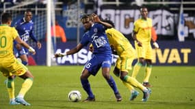 Kouamé lors du match Estac-Nantes, à Troyes le 12 mars 2022