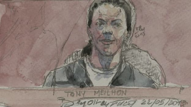 Tony Meilhon face à la cour d'assises pour le premier jour de son procès, le 22 mai 2013.