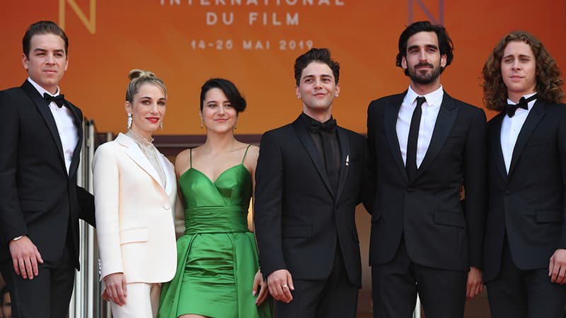 Xavier Dolan et l'équipe de son film "Matthias &amp; Maxime" au festival de Cannes le 22 mai 2019.