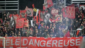 Les supporters du FC Rouen lors d'un match de Coupe de France contre Monaco à Robert Diochon, le 8 février 2024