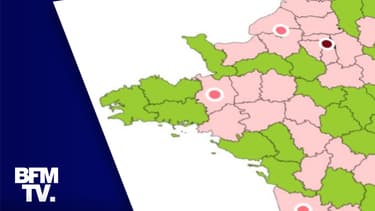 Les "zones" attribuées à chaque département au 8 octobre.