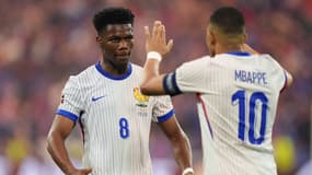 Aurélien Tchouaméni et Kylian Mbappé lors du match France-Espagne (1-2, Euro 2024), le 9 juillet 2024